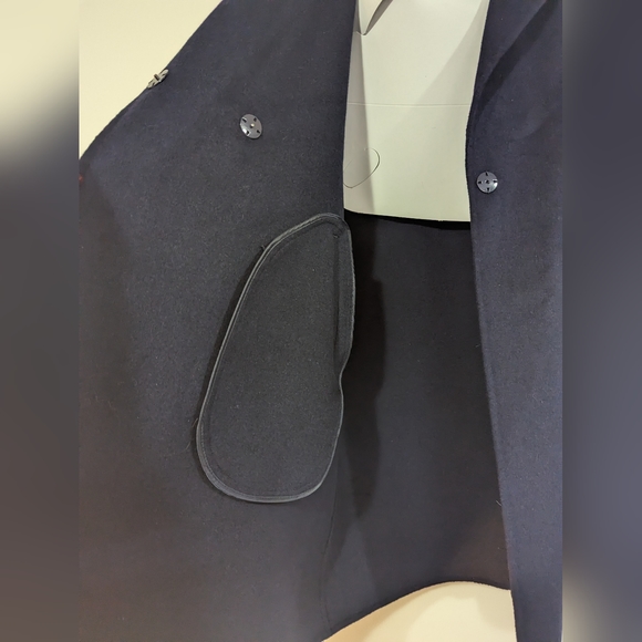 NWOT Kenneth Cole Navy Blue Blazer Long Sleeve Trench Coat s: L - Picture 3 of 7